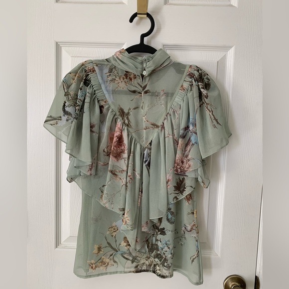 PREEN BY THORNTON BREGAZZI Original Print Ruffle Floral Blouse EUC Size - M - Picture 8 of 16